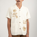 Paisley Cuban Short Sleeve Shirt // Natural (M)