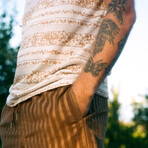 Isle Floral Stripe Short Sleeve T-Shirt // Natural (S)