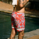 Isle Floral Trim Trunk // Red (M)