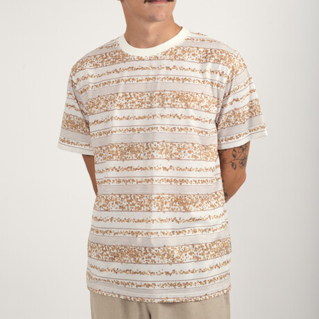 Isle Floral Stripe Short Sleeve T-Shirt // Natural (S)