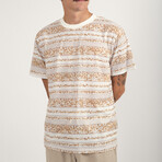 Isle Floral Stripe Short Sleeve T-Shirt // Natural (L)