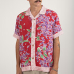 Isle Floral Cuban Short Sleeve Shirt // Red (M)