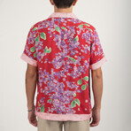 Isle Floral Cuban Short Sleeve Shirt // Red (M)