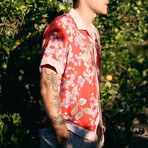 Isle Floral Cuban Short Sleeve Shirt // Red (S)