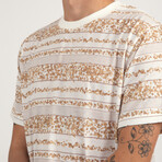 Isle Floral Stripe Short Sleeve T-Shirt // Natural (S)