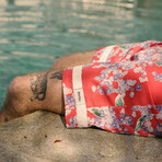 Isle Floral Trim Trunk // Red (XS)