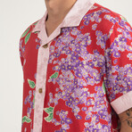 Isle Floral Cuban Short Sleeve Shirt // Red (M)