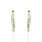 14K Yellow Gold Diamond Hoop Earrings // New