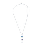 18K White Gold Diamond + Topaz + Amethyst Necklace // 18" // New