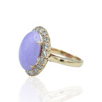 18K Rose Gold Diamond + Lavender Jade Ring // Ring Size: 4.75 // Pre-Owned