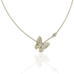 18K Yellow Gold Diamond Butterfly Necklace // 17" // New