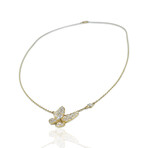 18K Yellow Gold Diamond Butterfly Necklace // 17" // New