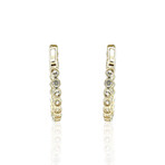 14K Yellow Gold Diamond Hoop Earrings // New