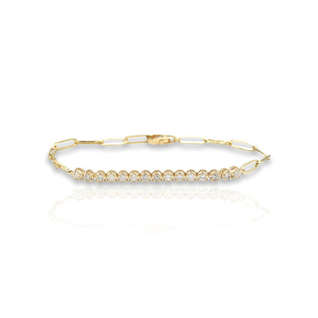 14K Yellow Gold Diamond Bracelet // 7" // New