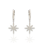 18K White Gold Diamond Drop Earrings // New