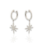 18K White Gold Diamond Drop Earrings // New