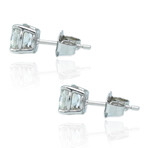 14K White Gold Diamond Stud Earrings // New