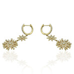 18K Yellow Gold Diamond Drop Earrings // New