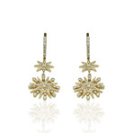 18K Yellow Gold Diamond Drop Earrings // New