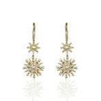 18K Yellow Gold Diamond Drop Earrings // New