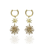 18K Yellow Gold Diamond Drop Earrings // New