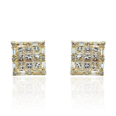 18K Yellow Gold Diamond Stud Earrings II // New