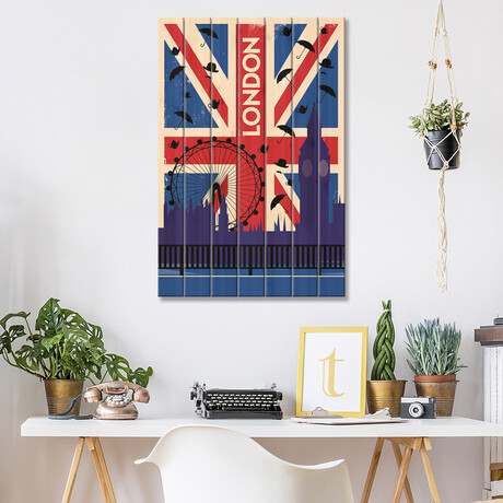 London Union Jack Travel Poster // Natalie Ryan (26"H x 18"W x 1.5"D)