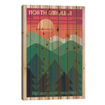 North Carolina Retro Travel Poster // Jim Zahniser (26"H x 18"W x 1.5"D)