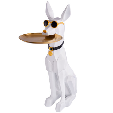 Dapper Dog Serving Tray Table // White