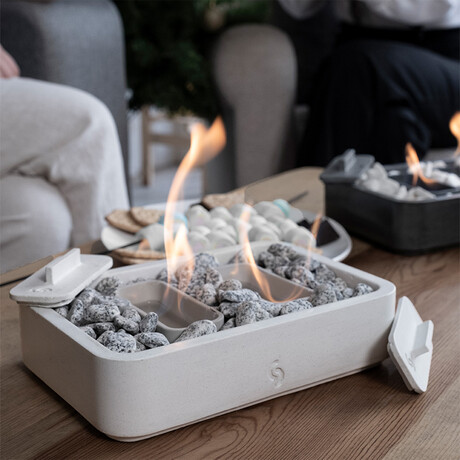 Confire Tabletop Fireplace // Double Chamber (White)