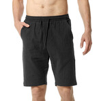 Draw String Slim Fit Linen Shorts // Black (XL)