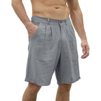 Pleated Linen Shorts // Gray (M)