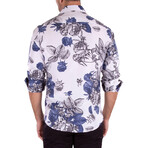 Keep It Floral Long Sleeve Button Up // White (L)