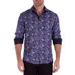 Color Moroccan Paisley Long Sleeve Button Up // Navy (XS)