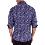 Color Moroccan Paisley Long Sleeve Button Up // Navy (3XL)