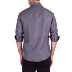 Checkered Long Sleeve Button Up // Black (XL)
