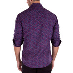 Colorful Mini Dots Long Sleeve Button Up // Navy (L)