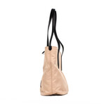 Small Logo Branded Econyl Tote Shoulder Handbag Purse // Rose Beige