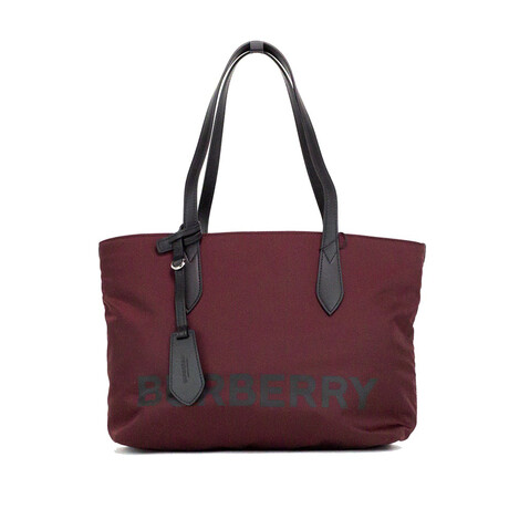 Small Logo Branded Econyl Tote Shoulder Handbag Purse // Burgundy