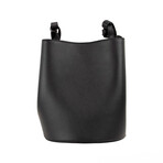 Lorne Small Branded Pebbled Bucket Crossbody Handbag // Black