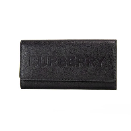 Porter Grained Logo Embossed Clutch Flap Wallet // Black