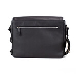 Bruno Small Embossed Leather Messenger Handbag // Black