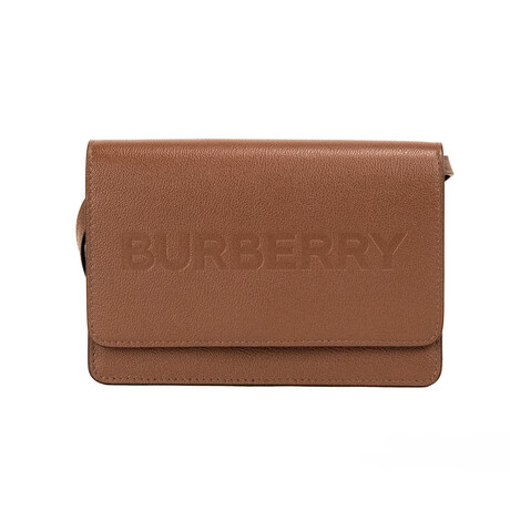 Hampshire Small Embossed Logo Smooth Crossbody Handbag // Tan