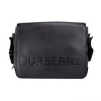 Bruno Small Embossed Leather Messenger Handbag // Black