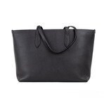 Ardwell Medium Logo Branded Pebbled Shoulder Tote Handbag // Black