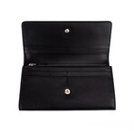 Porter Grained Logo Embossed Clutch Flap Wallet // Black