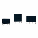 Rockefeller 3-Piece // Tatiana Midnight Blue // Tall Dresser // Standard Dresser // Nightstand Dresser