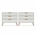 Rockefeller 3-Drawer Dresser // Set of 2 // v1 // Off White and Nature