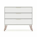 Rockefeller Mid-Century Modern Dresser + 3 Drawers (White)