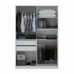 Gramercy Modern 2-Section Freestanding Wardrobe Armoire Closet (White)